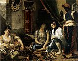 Eugene Delacroix Canvas Paintings - The Women of Algiers
